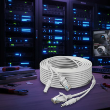 Готовый кабель RJ45+DC 10 м для видеонаблюдения, медный комбинированный удлинитель питания, двухжильный