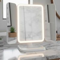 Косметичне настільне потрійне LED дзеркало акумуляторне XW 810 з 3 режимами підсвітки сенсорне
