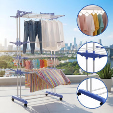 Складная стойка для одежды и белья 3 уровня Garment Rack With Wheels K12-120 от Dreamland