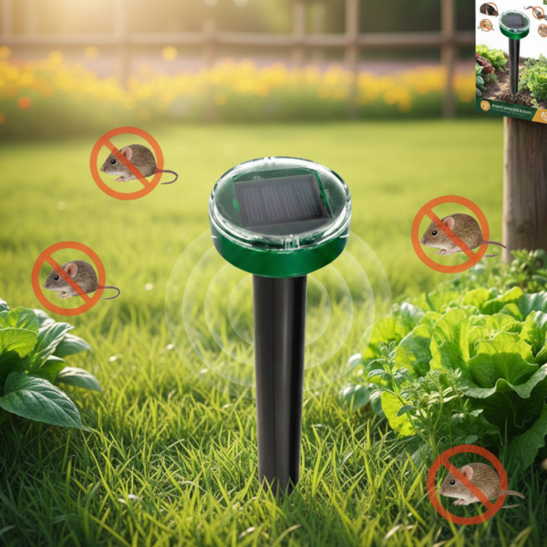 Ультразвуковой отпугиватель кротов, насекомых, грызунов Garden Pro D-1102, на солнечной батарее, влагозащищенн
