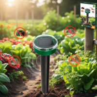 Ультразвуковой отпугиватель кротов, насекомых, грызунов Garden Pro D-1102, на солнечной батарее, влагозащищенн