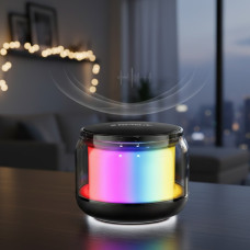 Мініпортивна Bluetooth-колонка з вологозахистом і синьо-фіолетовою підсвіткою