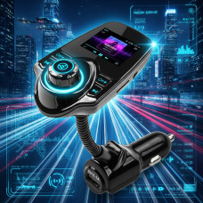 FM-модулятор T10 Bluetooth для авто  трансмиттер с USB, AUX, microSD, зарядкой и LCD экраном