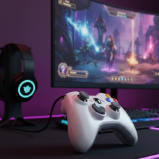 Дротовий геймпад Microsoft Xbox 360 White Джойстик з вібровідкліком і підтримкою Windows і Xbox 360  USB