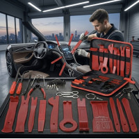 Автомобильнфый комплект 32в1 для демонтажа салона съемники клипс обшивки панелей магнитолы набор инструментов с кейсом