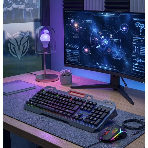Комплект T750 клавиатура и мышь игровой USB RGB проводной черный