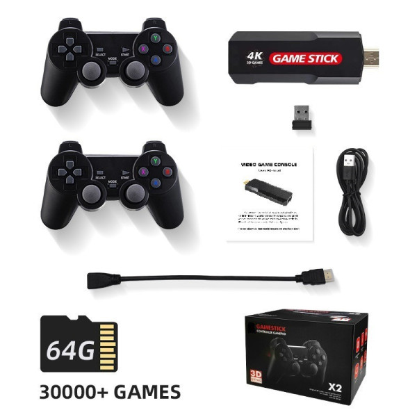 Приставка игровая X2 64GB ретро консоль 30000 игр 4K HDMI беспроводные джойстики для телевизора и игрового процесса