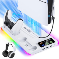 Охлаждающая подставка PS5 зарядная станция RGB вентилятор 2 геймпада 3 USB порта для охлаждения и организации игрового