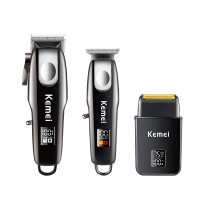 Машинка для стрижки с триммером и шейвером LCD дисплей 8 насадок Kemei KM-8531