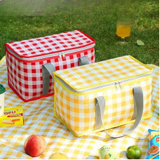 Сумка термос для пікніка AND LY-1228 35×20×20 см для зберігання продуктів і напоїв у клітинку