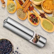 Перцемолка электрическая AND1167 для соли и специй из нержавеющей стали с питанием от батареек 2×AA удобная для кухни