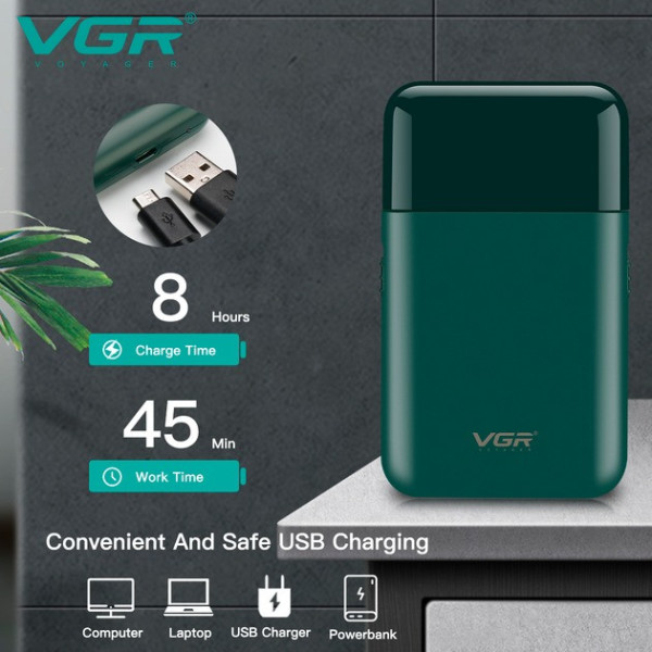 Сеточная электробритва VGR V-390 аккумуляторная с выдвижным триммером Type-C 45 минут работы для чистого бритья