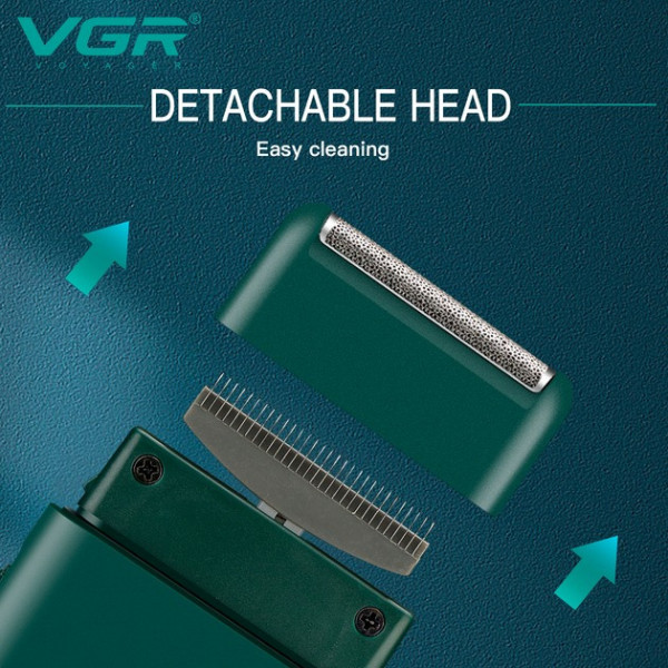 Сеточная электробритва VGR V-390 аккумуляторная с выдвижным триммером Type-C 45 минут работы для чистого бритья