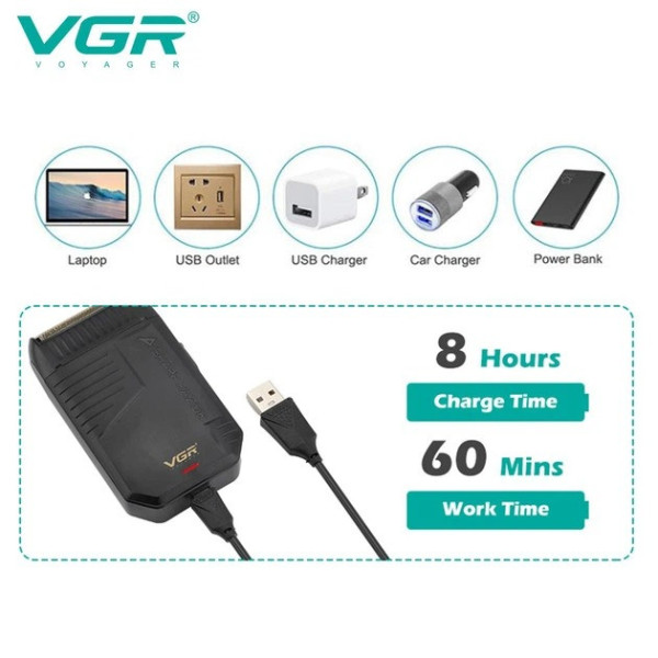 Сеточная электробритва VGR V-375 для сухого и влажного бритья с LED дисплеем триммером и 2 головками для ухода