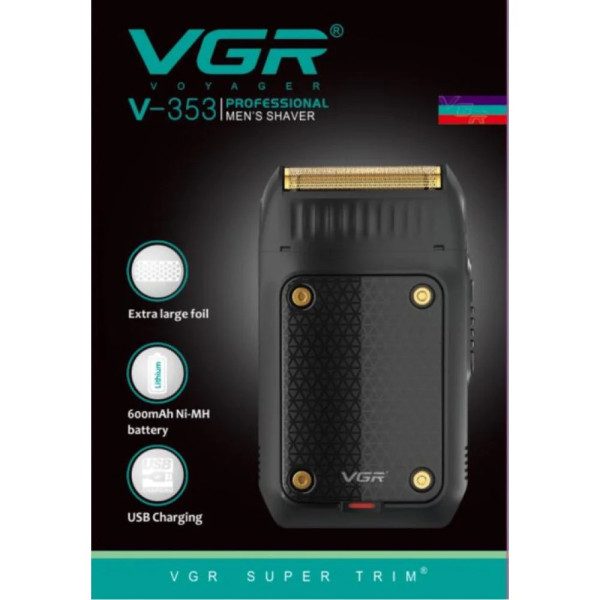 Электробритва шейвер VGR V-353 аккумуляторная с титановыми сетками и триммером для сухого и влажного бритья лица и бороды