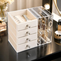 Шкатулка для украшений Makeup Box XL-1831 многоуровневая с выдвижными ящиками и отделениями для хранения аксессуаров