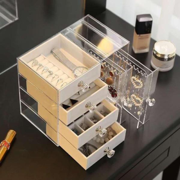 Шкатулка для украшений Makeup Box XL-1831 многоуровневая с выдвижными ящиками и отделениями для хранения аксессуаров
