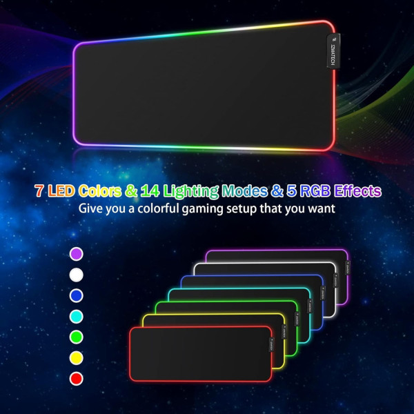 Игровой RGB коврик XL-1747 30×70 см для клавиатуры и мыши большой геймерский коврик с яркой подсветкой и комфортом