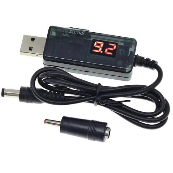 Кабель USB-DC AND 5765 для Wi-Fi роутера, модема и ONU, питание от повербанка с дисплеем и переключателем 9V/12V