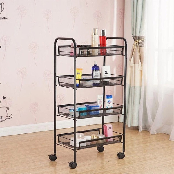 Металева полиця-етажерка 64204 на колесах 4 яруси 36×20×76 см для кухні, ванної кімнати та домашнього зберігання