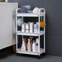 Етажерка Kitchen Storage Rack 3-ярусна пластикова на колесах 41×25×72 см органайзер для кухні, ванної кімнати, офісу та зберігання