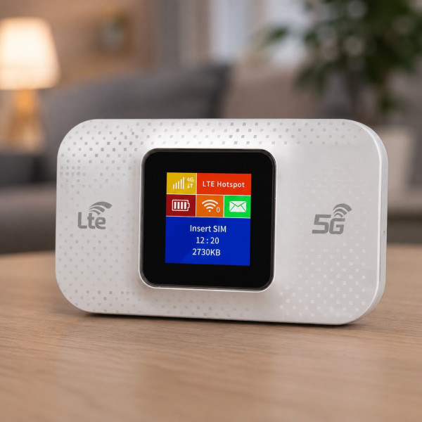 Портативный 4G/5G Wi-Fi роутер с экраном аккумулятором 3000 мАч и SIM-картой для подключения до 10 устройств одновременно