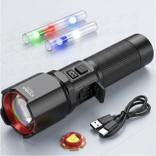 Фонарик ручной аккумуляторный Coba CB-2506 LED с 5 режимами свечения USB портативный карманный фонарь для дома и путешествий