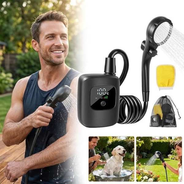 Портативный душ Electric Outdoor Shower с аккумулятором 2400 mAh LED дисплеем температуры и USB зарядкой