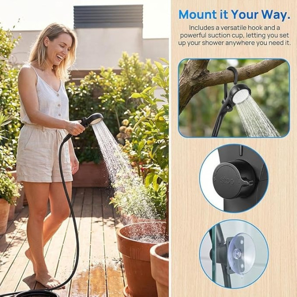 Портативный душ Electric Outdoor Shower с аккумулятором 2400 mAh LED дисплеем температуры и USB зарядкой
