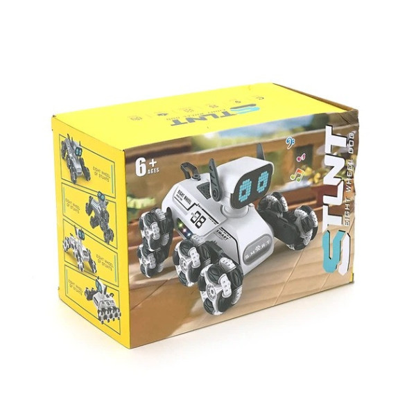 Трюковый робот-собака CX-103 8 колес RC пес с LED светом и музыкой управление пультом