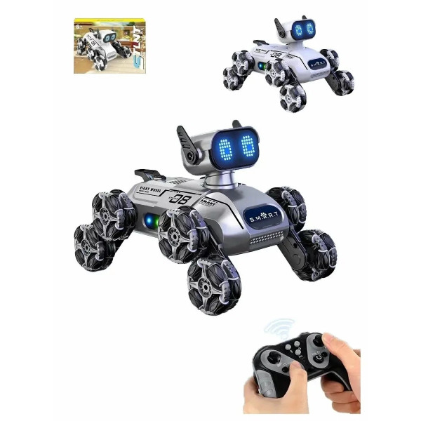 Трюковый робот-собака CX-103 8 колес RC пес с LED светом и музыкой управление пультом
