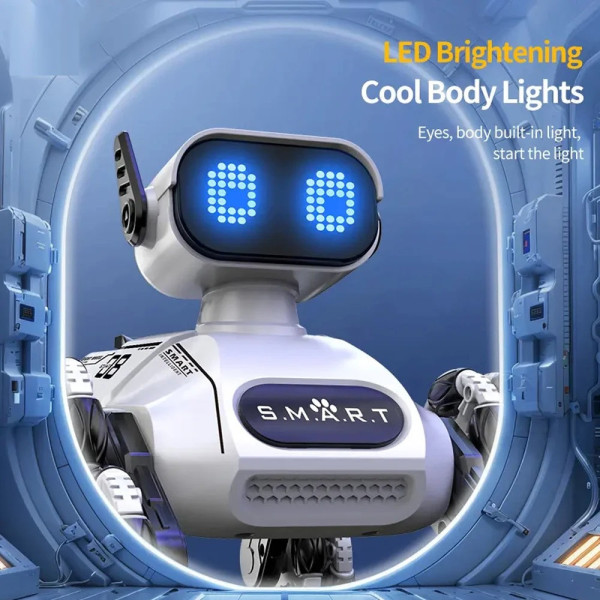 Трюковый робот-собака CX-103 8 колес RC пес с LED светом и музыкой управление пультом