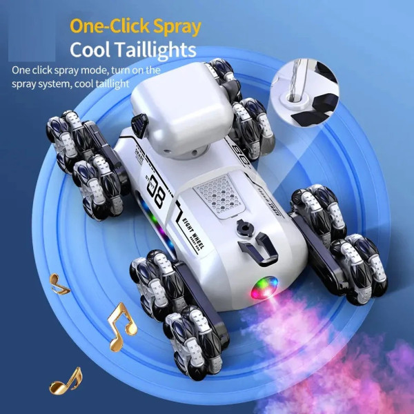 Трюковый робот-собака CX-103 8 колес RC пес с LED светом и музыкой управление пультом