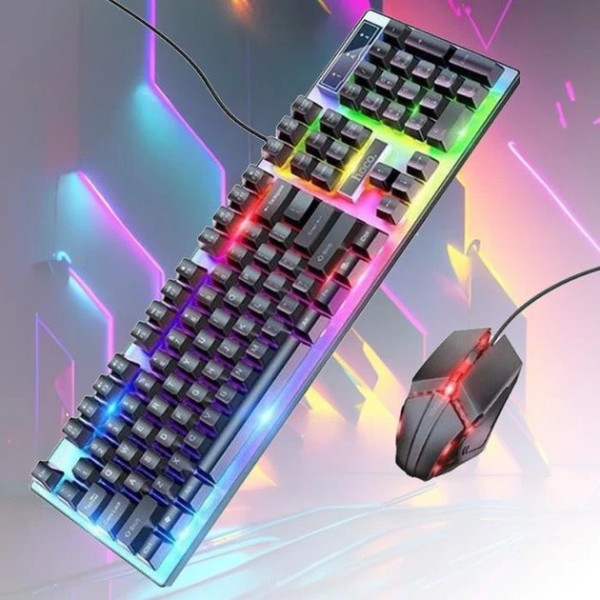 Игровая клавиатура и мышь HOCO GM18 RGB комплект 104 клавиши проводной геймерский сет