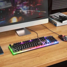 Ігрова клавіатура та миша HOCO GM18 RGB комплект 104 клавіші дротовий геймерський сет