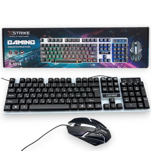 Игровая клавиатура и мышь XSTRIKE X-1014 RGB USB мембранный комплект 104 клавиши