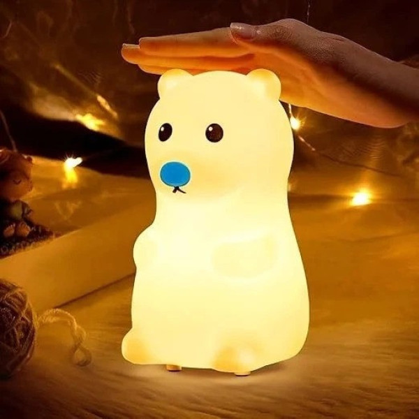 Силиконовый ночник Мишка детский LED сенсорный светильник с USB зарядкой и двумя режимами работы