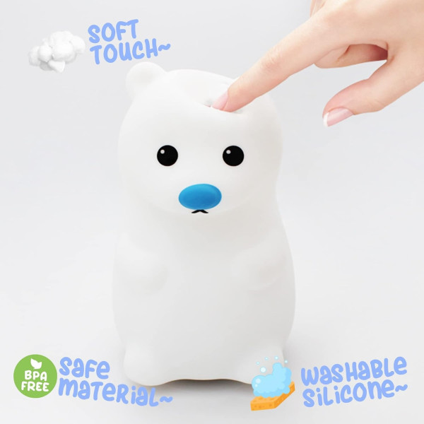 Силиконовый ночник Мишка детский LED сенсорный светильник с USB зарядкой и двумя режимами работы