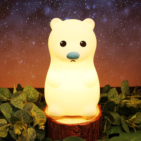 Силиконовый ночник Мишка детский LED сенсорный светильник с USB зарядкой и двумя режимами работы