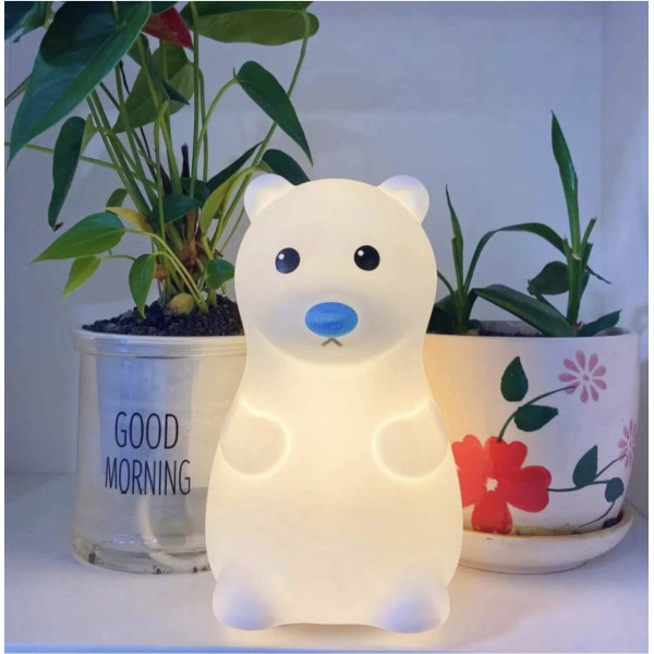 Силиконовый ночник Мишка детский LED сенсорный светильник с USB зарядкой и двумя режимами работы