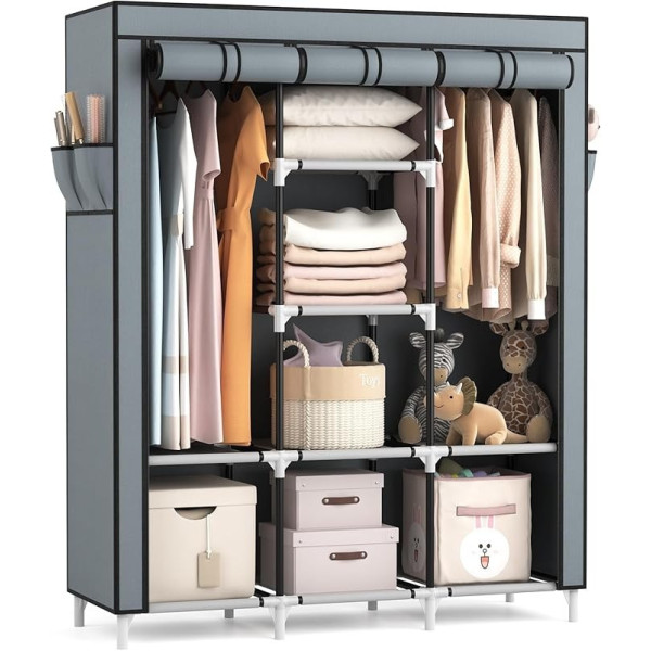 Универсальный тканевый шкаф Storage Wardrobe 88130 с 8 полками и 3 секциями для одежды обуви и домашнего хранения