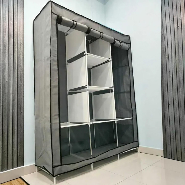 Универсальный тканевый шкаф Storage Wardrobe 88130 с 8 полками и 3 секциями для одежды обуви и домашнего хранения
