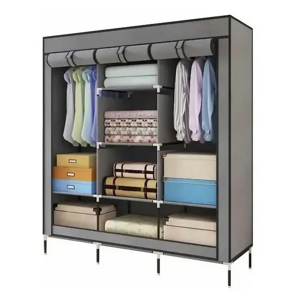 Универсальный тканевый шкаф Storage Wardrobe 88130 с 8 полками и 3 секциями для одежды обуви и домашнего хранения