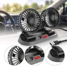 Автомобильный вентилятор Vehicle Fan X666 двойной с двумя головками питание от прикуривателя для салона авто