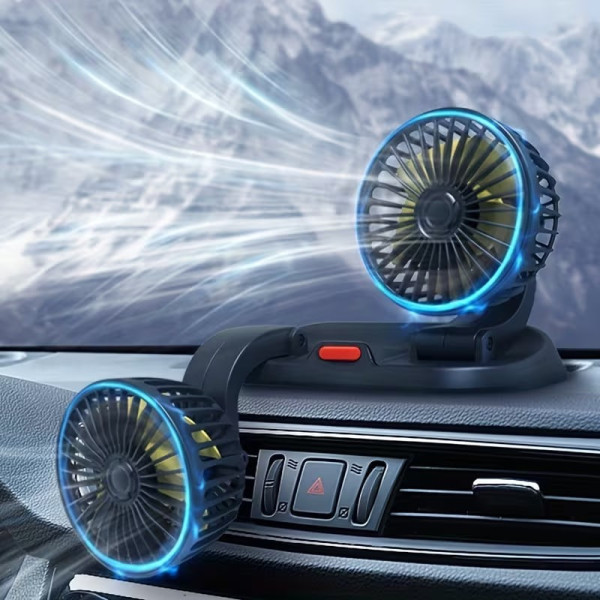 Автомобильный вентилятор Vehicle Fan X666 двойной с двумя головками питание от прикуривателя для салона авто