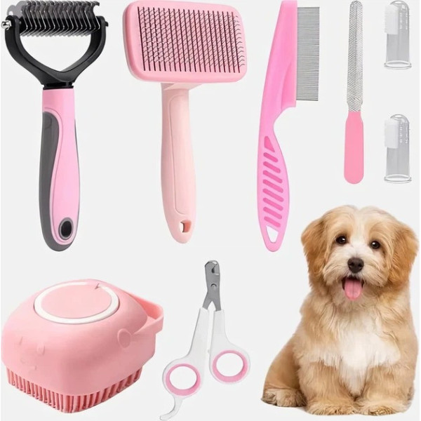 Набор для груминга животных Pet Grooming 8 в 1 с расческами щетками и когтерезом для ухода за шерстью