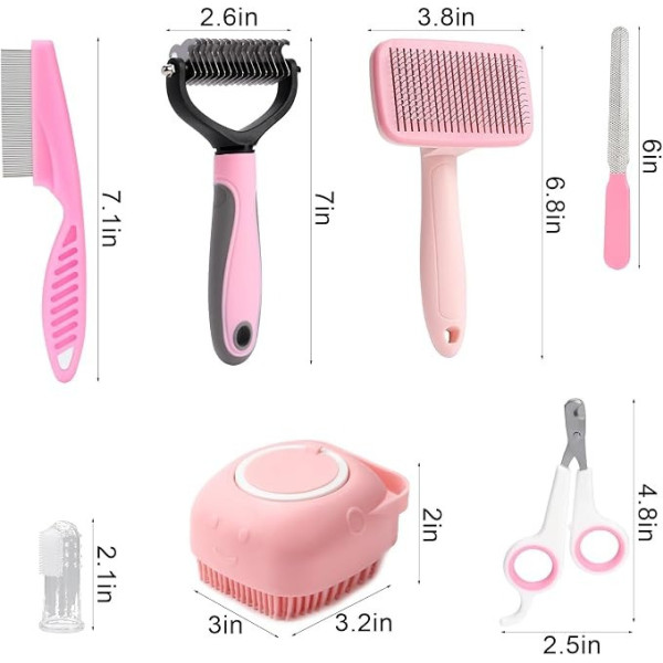 Набор для груминга животных Pet Grooming 8 в 1 с расческами щетками и когтерезом для ухода за шерстью