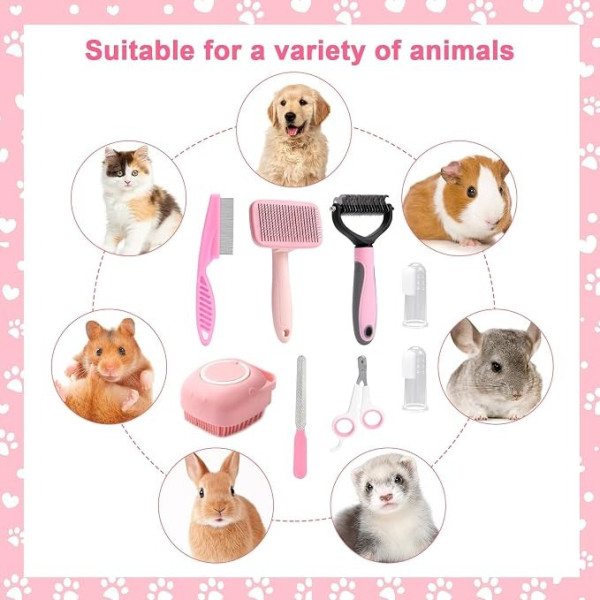 Набор для груминга животных Pet Grooming 8 в 1 с расческами щетками и когтерезом для ухода за шерстью