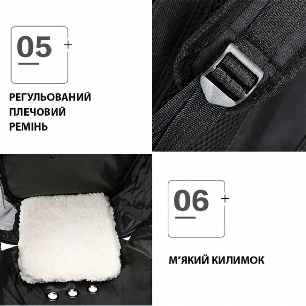 Рюкзак-переноска CosmoPet с иллюминатором 42×35×27 см для собак и котов до 10 кг принт Ромашки голубые