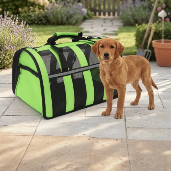 Сумка-переноска For Friends GREEN paws M 41×25×26 см дышащая для собак и котов с удобной конструкцией